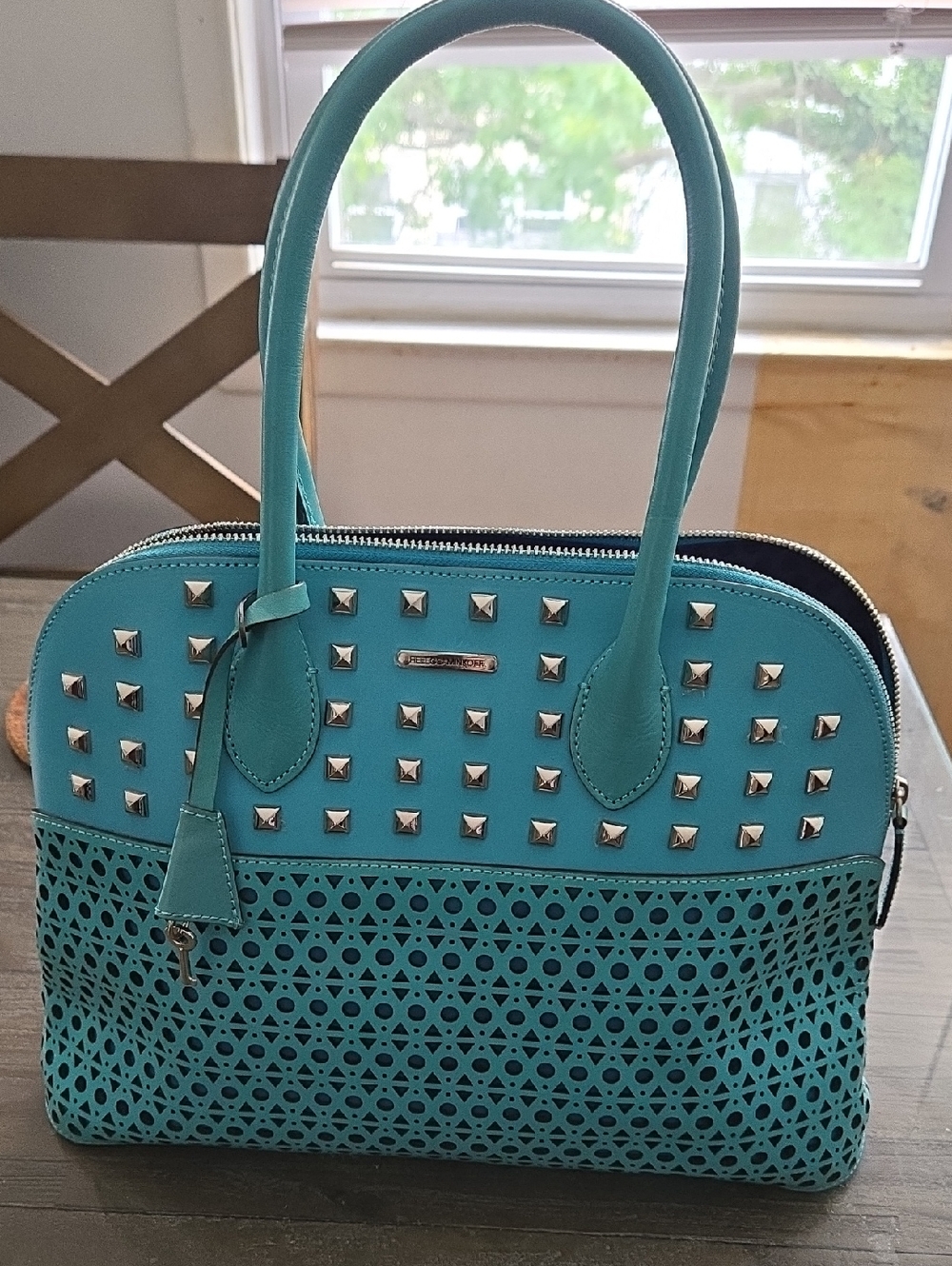 Rebecca Minkoff Turquoise Studded Dome Satchel